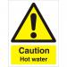 Seco Warning Safety Sign Caution Hot Water Semi Rigid Plastic 50 x 75mm (Pack 5) - W0189SRP50X75 P5 30141SS