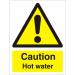 SECO Warning Safety Sign Caution Hot Water Semi Rigid Plastic 50 x 75mm (Pack 5) - W0189SRP50X75 P5 30141SS