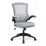 Nautilus Designs Luna Designer High Back Mesh Grey Task Operator Office Chair With Folding Arms and Black Shell - BCML1302GY 30337NA