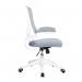 Nautilus Designs Luna Designer High Back Mesh Grey Task Operator Office Chair With Folding Arms and White Shell - BCML1302WH-GY 30344NA