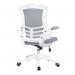 Nautilus Designs Luna Designer High Back Mesh Grey Task Operator Office Chair With Folding Arms and White Shell - BCML1302WH-GY 30344NA