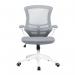 Nautilus Designs Luna Designer High Back Mesh Grey Task Operator Office Chair With Folding Arms and White Shell - BCML1302WH-GY 30344NA