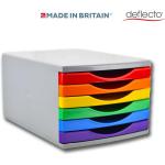 Deflecto 180mm Drawer Tower Unit 6 x 30mm Rainbow Colours - CP146YTRBW 30358DF