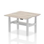 Dynamic Air Back-to-Back W1200 x D600mm Height Adjustable Sit Stand 2 Person Bench Desk With Cable Ports Grey Oak Finish Silver Frame - HA01538 30540DY
