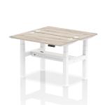 Dynamic Air Back-to-Back W1200 x D600mm Height Adjustable Sit Stand 2 Person Bench Desk With Cable Ports Grey Oak Finish White Frame - HA01540 30554DY