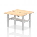 Dynamic Air Back-to-Back W1200 x D600mm Height Adjustable Sit Stand 2 Person Bench Desk With Cable Ports Maple Finish Silver Frame - HA01544 30582DY