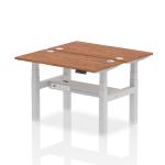 Dynamic Air Back-to-Back W1200 x D600mm Height Adjustable Sit Stand 2 Person Bench Desk With Cable Ports Walnut Finish Silver Frame - HA01556 30666DY