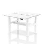 Dynamic Air Back-to-Back W1200 x D600mm Height Adjustable Sit Stand 2 Person Bench Desk With Cable Ports White Finish White Frame - HA01564 30722DY