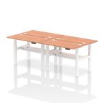 Dynamic Air Back-to-Back W1200 x D600mm Height Adjustable Sit Stand 4 Person Bench Desk With Cable Ports Beech Finish White Frame - HA01570 30764DY