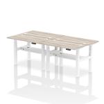 Dynamic Air Back-to-Back W1200 x D600mm Height Adjustable Sit Stand 4 Person Bench Desk With Cable Ports Grey Oak Finish White Frame - HA01576 30806DY