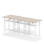 Dynamic Air Back-to-Back W1200 x D600mm Height Adjustable Sit Stand 6 Person Bench Desk With Cable Ports Grey Oak Finish White Frame - HA01612 31058DY