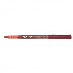 Pilot V7 Hi-Tecpoint Liquid Ink Rollerball Pen 0.7mm Tip 0.5mm Line Red (Pack 12) - 101101202 31242PT