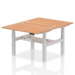 Dynamic Air Back-to-Back W1200 x D800mm Height Adjustable Sit Stand 2 Person Bench Desk With Cable Ports Oak Finish Silver Frame - HA01676 31506DY
