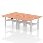 Dynamic Air Back-to-Back W1200 x D800mm Height Adjustable Sit Stand 4 Person Bench Desk With Cable Ports Beech Finish Silver Frame - HA01712 31758DY
