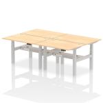 Dynamic Air Back-to-Back W1200 x D800mm Height Adjustable Sit Stand 4 Person Bench Desk With Cable Ports Maple Finish Silver Frame - HA01736 31926DY