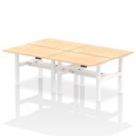 Dynamic Air Back-to-Back W1200 x D800mm Height Adjustable Sit Stand 4 Person Bench Desk With Cable Ports Maple Finish White Frame - HA01738 31940DY