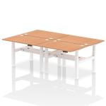 Dynamic Air Back-to-Back W1200 x D800mm Height Adjustable Sit Stand 4 Person Bench Desk With Cable Ports Oak Finish White Frame - HA01750 32024DY