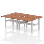 Dynamic Air Back-to-Back W1200 x D800mm Height Adjustable Sit Stand 4 Person Bench Desk With Cable Ports Walnut Finish Silver Frame - HA01760 32094DY