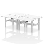 Dynamic Air Back-to-Back W1200 x D800mm Height Adjustable Sit Stand 4 Person Bench Desk With Cable Ports White Finish Silver Frame - HA01772 32178DY
