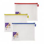 Snopake Mesh Zippa Bag EVA Foolscap 300 Micron Assorted Colours (Pack 3) - 15819 32197SN