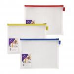 Snopake Mesh Zippa Bag EVA Foolscap 300 Micron Assorted Colours (Pack 3) - 15819 32197SN