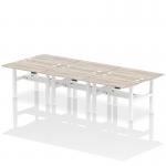 Dynamic Air Back-to-Back W1200 x D800mm Height Adjustable Sit Stand 6 Person Bench Desk With Cable Ports Grey Oak Finish White Frame - HA01798 32360DY