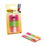 Post-it Index Flags Strong Repositionable 25x38mm 3x22 Tabs Pink Green Orange (Pack 66) 686-PGO - 7000042777 32498TT