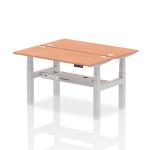 Dynamic Air Back-to-Back W1400 x D600mm Height Adjustable Sit Stand 2 Person Bench Desk With Cable Ports Beech Finish Silver Frame - HA01856 32766DY