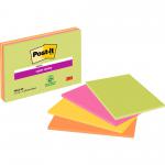 Post-it Super Sticky Notes 203x152mm 45 Sheets Neon Colours (Pack 4) 6845-SSP - 7100043258 32792TT