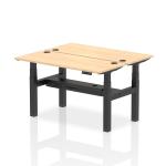Dynamic Air Back-to-Back W1400 x D600mm Height Adjustable Sit Stand 2 Person Bench Desk With Cable Ports Maple Finish Black Frame - HA01866 32836DY