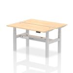 Dynamic Air Back-to-Back W1400 x D600mm Height Adjustable Sit Stand 2 Person Bench Desk With Cable Ports Maple Finish Silver Frame - HA01868 32850DY