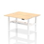 Dynamic Air Back-to-Back W1400 x D600mm Height Adjustable Sit Stand 2 Person Bench Desk With Cable Ports Maple Finish White Frame - HA01870 32864DY