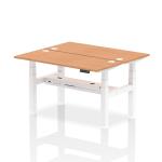 Dynamic Air Back-to-Back W1400 x D600mm Height Adjustable Sit Stand 2 Person Bench Desk With Cable Ports Oak Finish White Frame - HA01876 32906DY
