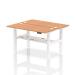 Dynamic Air Back-to-Back W1400 x D600mm Height Adjustable Sit Stand 2 Person Bench Desk With Cable Ports Oak Finish White Frame - HA01876 32906DY