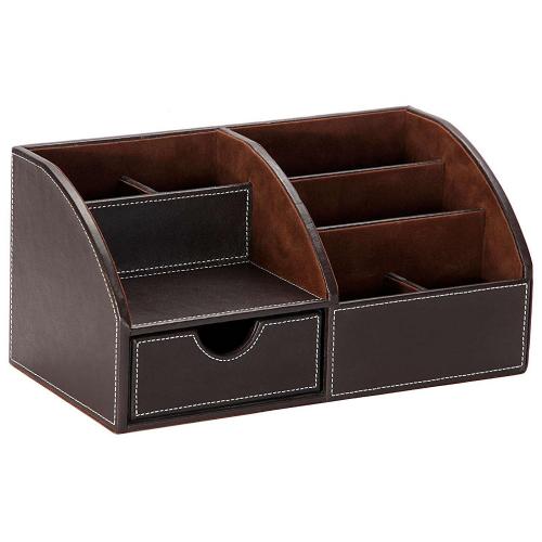 Osco Faux Leather Drawer Organiser Brown