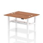 Dynamic Air Back-to-Back W1400 x D600mm Height Adjustable Sit Stand 2 Person Bench Desk With Cable Ports Walnut Finish White Frame - HA01882 32948DY