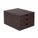 Faux Leather 3 Drawer Sorter Brown