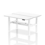 Dynamic Air Back-to-Back W1400 x D600mm Height Adjustable Sit Stand 2 Person Bench Desk With Cable Ports White Finish White Frame - HA01888 32990DY