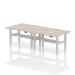 Dynamic Air Back-to-Back W1400 x D600mm Height Adjustable Sit Stand 4 Person Bench Desk With Cable Ports Grey Oak Finish Silver Frame - HA01898 33060DY