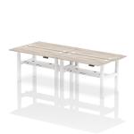 Dynamic Air Back-to-Back W1400 x D600mm Height Adjustable Sit Stand 4 Person Bench Desk With Cable Ports Grey Oak Finish White Frame - HA01900 33074DY