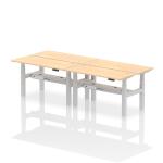 Dynamic Air Back-to-Back W1400 x D600mm Height Adjustable Sit Stand 4 Person Bench Desk With Cable Ports Maple Finish Silver Frame - HA01904 33102DY