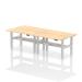 Dynamic Air Back-to-Back W1400 x D600mm Height Adjustable Sit Stand 4 Person Bench Desk With Cable Ports Maple Finish Silver Frame - HA01904 33102DY