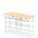 Dynamic Air Back-to-Back W1400 x D600mm Height Adjustable Sit Stand 4 Person Bench Desk With Cable Ports Maple Finish White Frame - HA01906 33116DY