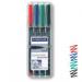 Staedtler Lumocolor OHP Pen Permanent Fine 0.6mm Line Assorted Colours (Pack 4) 318WP4 33184TT
