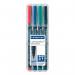 In the photo, there are four Staedtler Permanent Markers with assorted colors. The markers have a medium 1.0mm line and are from the Lumocolor OHP Pen series. They appear to be professional quality and are perfect for detailed writing or drawing.