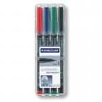 This photo features a pack of four Staedtler Permanent Markers and OHP pens, with a variety of vibrant colors and a superfine 0.4mm line. Perfect for writing on permanent surfaces and overhead transparencies, these markers are a versatile addition to any art supply collection.
