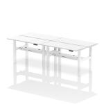Dynamic Air Back-to-Back W1400 x D600mm Height Adjustable Sit Stand 4 Person Bench Desk With Cable Ports White Finish White Frame - HA01924 33242DY