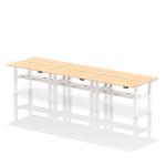 Dynamic Air Back-to-Back W1400 x D600mm Height Adjustable Sit Stand 6 Person Bench Desk With Cable Ports Maple Finish White Frame - HA01942 33368DY