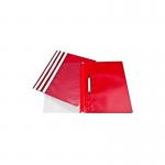 The photograph shows 25 red Polypropylene A4 ValueX report files, neatly stacked and labeled with the ValueX logo. The files have a smooth finish and are ready to organize and store important documents.
