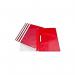The photograph shows 25 red Polypropylene A4 ValueX report files, neatly stacked and labeled with the ValueX logo. The files have a smooth finish and are ready to organize and store important documents.